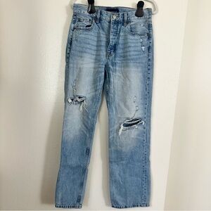 Aeropostale 90s Baggy Jeans Women 6 Reg Blue Cotton Denim Light Wash Distressed